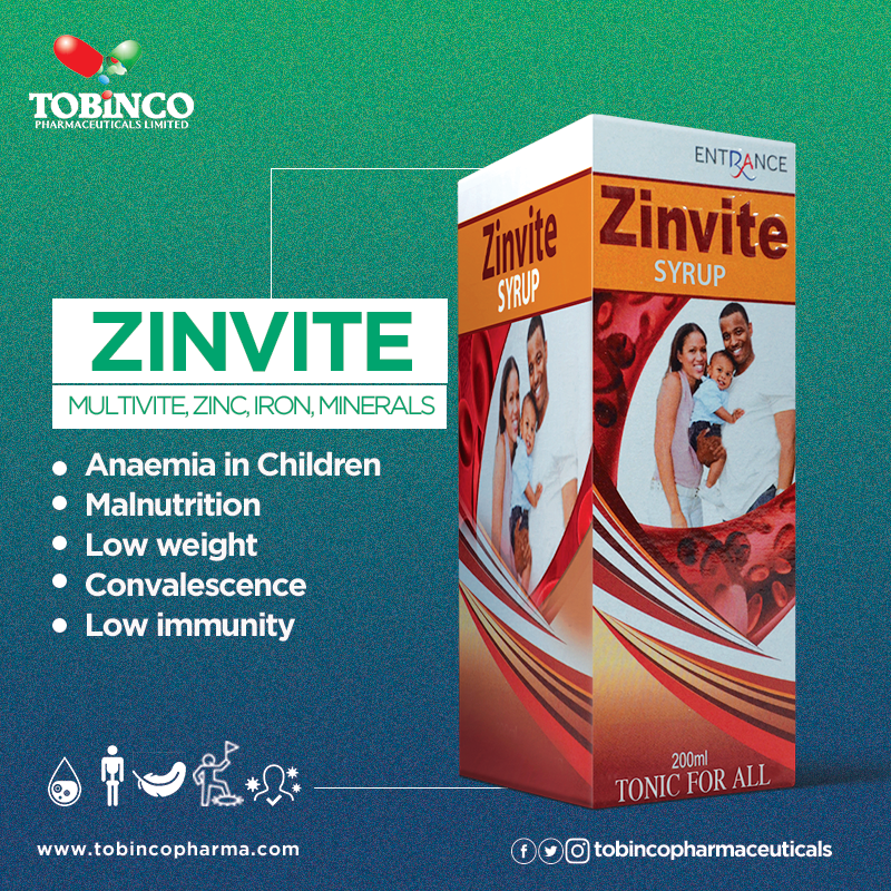 Tobincopharmacy's tweet photo. Boost your immune system with Zinvite syrup while you maintain a good eating habit this period of #Covid19
#ImmuneSystem #CoronavirusOutbreak. #LoveYourNeighbourAsYourself #Tobincoeducates https://t.co/SKIaOVXwD9