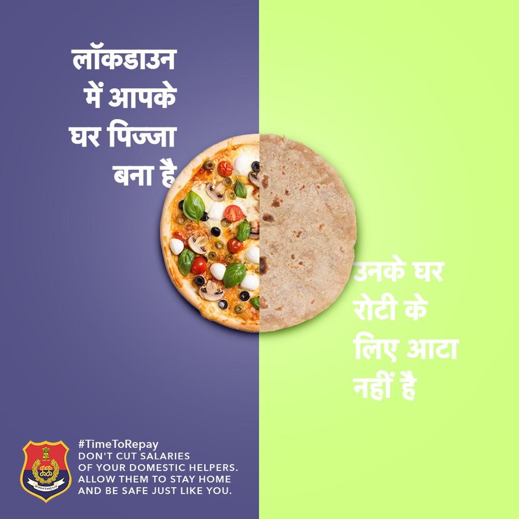 PunjabPoliceInd's tweet photo. Life has its perks. Those that are fortunate must share with those not as well endowed. Pay salaries of your domestic staff. Give them their subsistence.

#TimeToRepay #BeCompassionate #BeConsiderate #BeCaring https://t.co/O3EKXoy6Gi