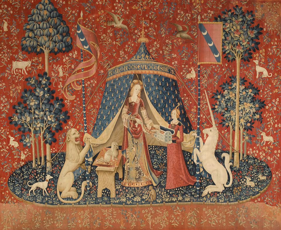 LegendsJournal's tweet photo. 15 yy. sonlarında imal edilen ve Cluny Müzesinde sergilenen Cluny Tapestries, Orta Çağ Avrupa'sının en önemli eserleri arasında zikredilir. 6 halıdan oluşan koleksiyonun en meşhur parçası The Lady and Unicorn'dur. https://t.co/PpqqIA1NLq
