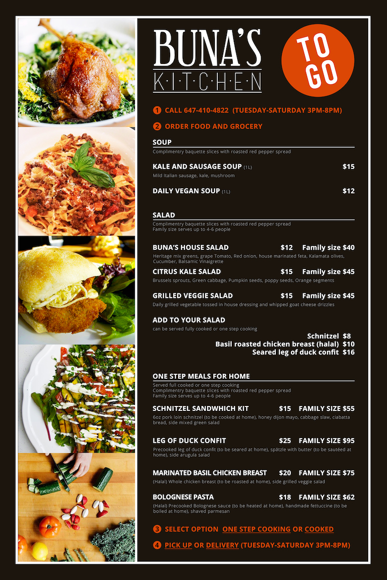 Working from home but still craving fresh, home-made salads and meals? Buna's now delivers! The 1-Step meals are great for spending some time with your close ones