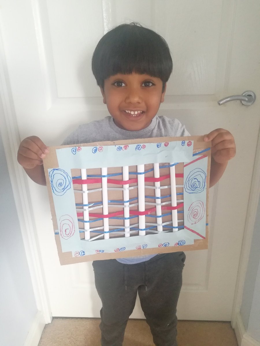 DsilvaFay's tweet photo. Bryce @GrangeEYFS... Been busy Weaving this morning... Proudly holding up his frame!!! https://t.co/xhzlR72BQT