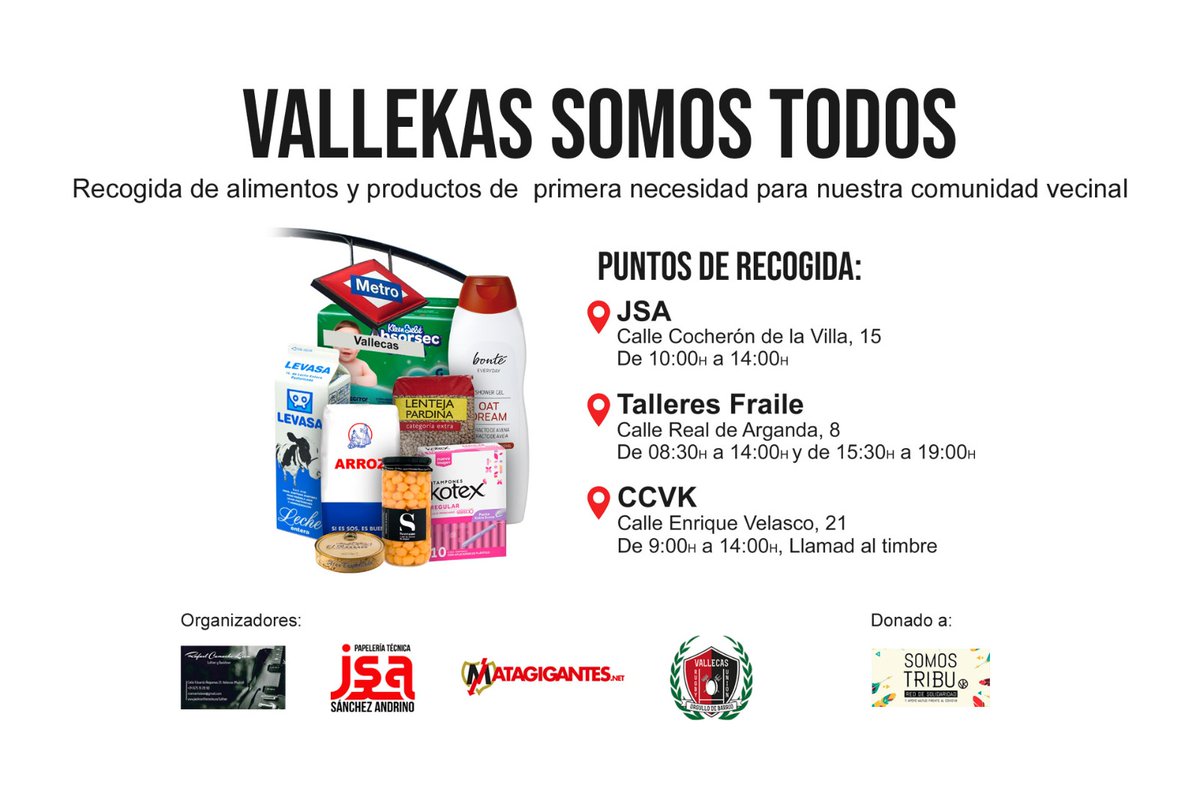 IMPORTANTE: los puntos de recogida (JSA, 
<a href="/cervezasvk/">CervezasValledelKahs</a> y Talleres Fraile)son SOLO para DONAR.Las personas que precisen de ayuda y de estas donaciones, debe contactar con <a href="/SomosTribuVK/">Somos VK</a> y según la zona les indicarán a dónde acudir. ➕info: wwww.somostribuvk.com #VK #VRU ❤️🖤