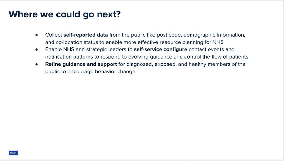 And then there's this, a half-finished slide on future plansWe already knew NHSX might want more data - they clearly still doBut I find myself just as uneasy about the idea of using notifications to "control the flow of patients"