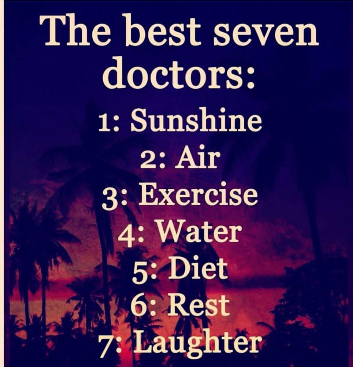 DrNinaRadcliff's tweet photo. #health #doctor #lifestyle #sun #air #exercise #prevention #water #diet #rest #relax #laughter #lol https://t.co/ON216o5xEs