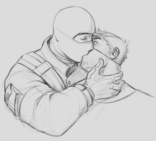 bunch of drawpile doodles of this oc au... no i dont know how to draw logical gear and yes i am always thinking abt pecs... azor belongs 2 @axiir0 
