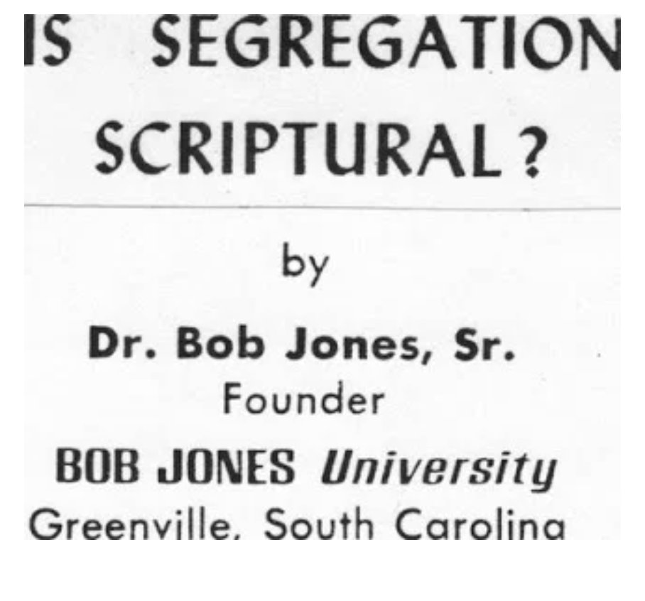 Take this example, a sermon by evangelist Bob Jones Sr, founder of an eponymous university that had segregationist student conduct policies in place until the 2000s. Do you recognize the same logic as Reno is using nearly sixty years later? https://www.thegospelcoalition.org/blogs/evangelical-history/is-segregation-scriptural-a-radio-address-from-bob-jones-on-easter-of-1960/