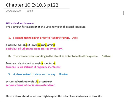 TrentCollege's tweet image. Mrs Applegate was impressed by her Y10 Latin class in a collaboration &amp;amp; live feedback activity. In Collaboration Space pupils each worked on a sentence (black font) other pupils then searched for errors before highlighting &amp;amp; guiding discussion to elicit the correct version (pink)