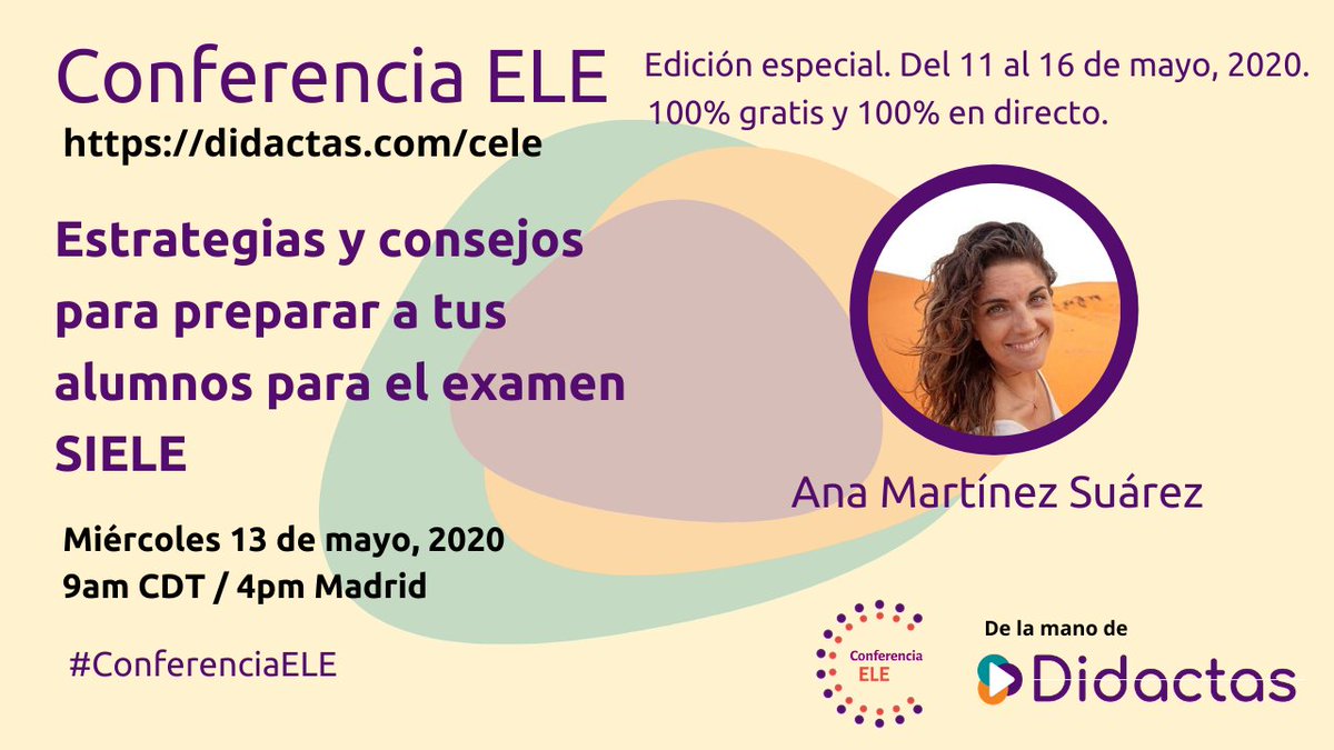 En breve <a href="/AninaMS87/">Ana Martínez</a> presenta “Estrategias y consejos para preparar a tus alumnos para el examen SIELE” #ConferenciaELE
Puedes verlo en   youtube.com/watch?v=1qkD2k…
Inscripción gratis en la Conferencia ELE en buff.ly/2WHqCsR