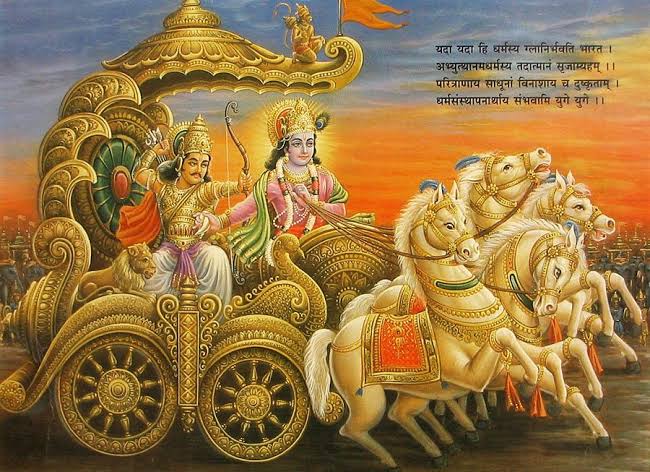 The frightened sparrow looked around for help. She saw Shri Krishna scanning the field with Arjun. They were there to physically examine the battleground & devise a winning strategy before the onset of war. She flapped her tiny wings with all her might to reach Krishna’s chariot.