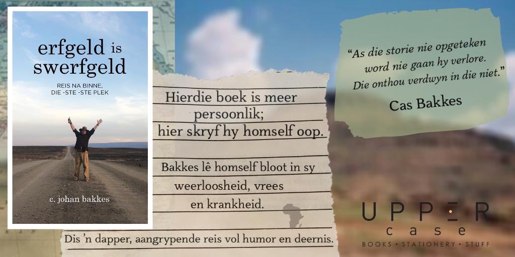 UPPERcaseCentSq's tweet photo. Hierdie boek is meer persoonlik, hier skryf hy homself oop! Kry c.j bakkes se nuutste boek nou aanlyn! #erfegeldisswerfgeld #bakkes #cjbakkes #boeke #reis #boek #boekwinkel #pretoria @PBoekhuis https://t.co/IlJfr0feJw