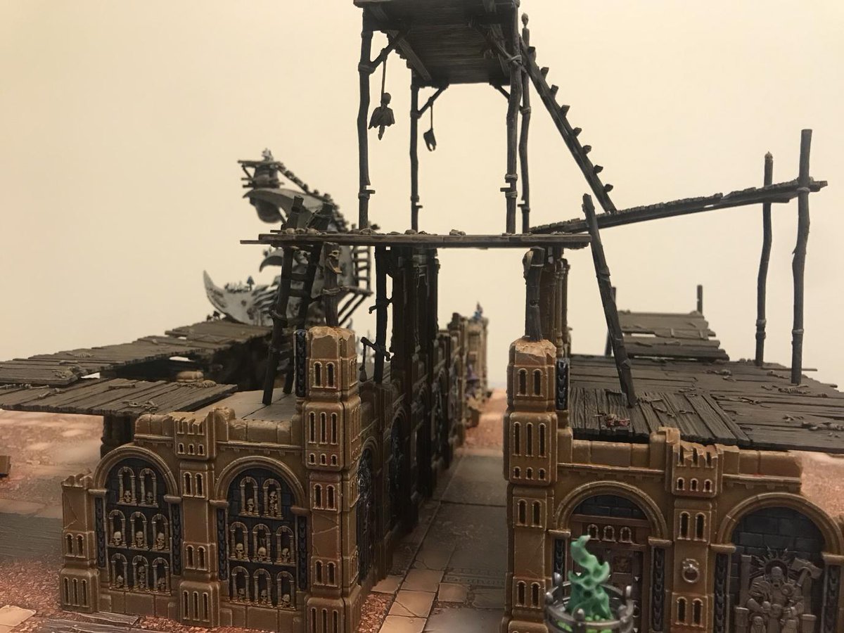 Gitzville - By  @payvand17 - a mix of Azyrite Township ruins and Goblin Town walkways create a bustling epicenter of Gloomspite badness. Dusty, Musty, Shroomy but oh so roomy. With High heights and low lows, is this where our next game will be played?  #CircleOfPaint