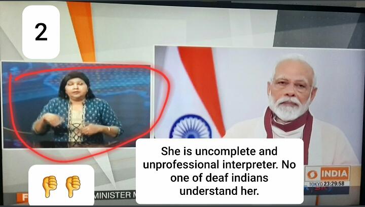 ritesh5168's tweet photo. 1. Larger viewing space is better. 
2. She is incomplete &amp; unprofessional #InappropriateAccess:DDIndia#2 @PMOIndia @narendramodi @HomeAffairsMin @MoHFW_INDIA @MIB_India @MSJEGOI @MSJE_AIC @socialpwds @DDNational @DDIndialive @wfdeaf1 @ncedp_India @CMOGuj @tv9gujarati @ANI https://t.co/ptCW4Wszih