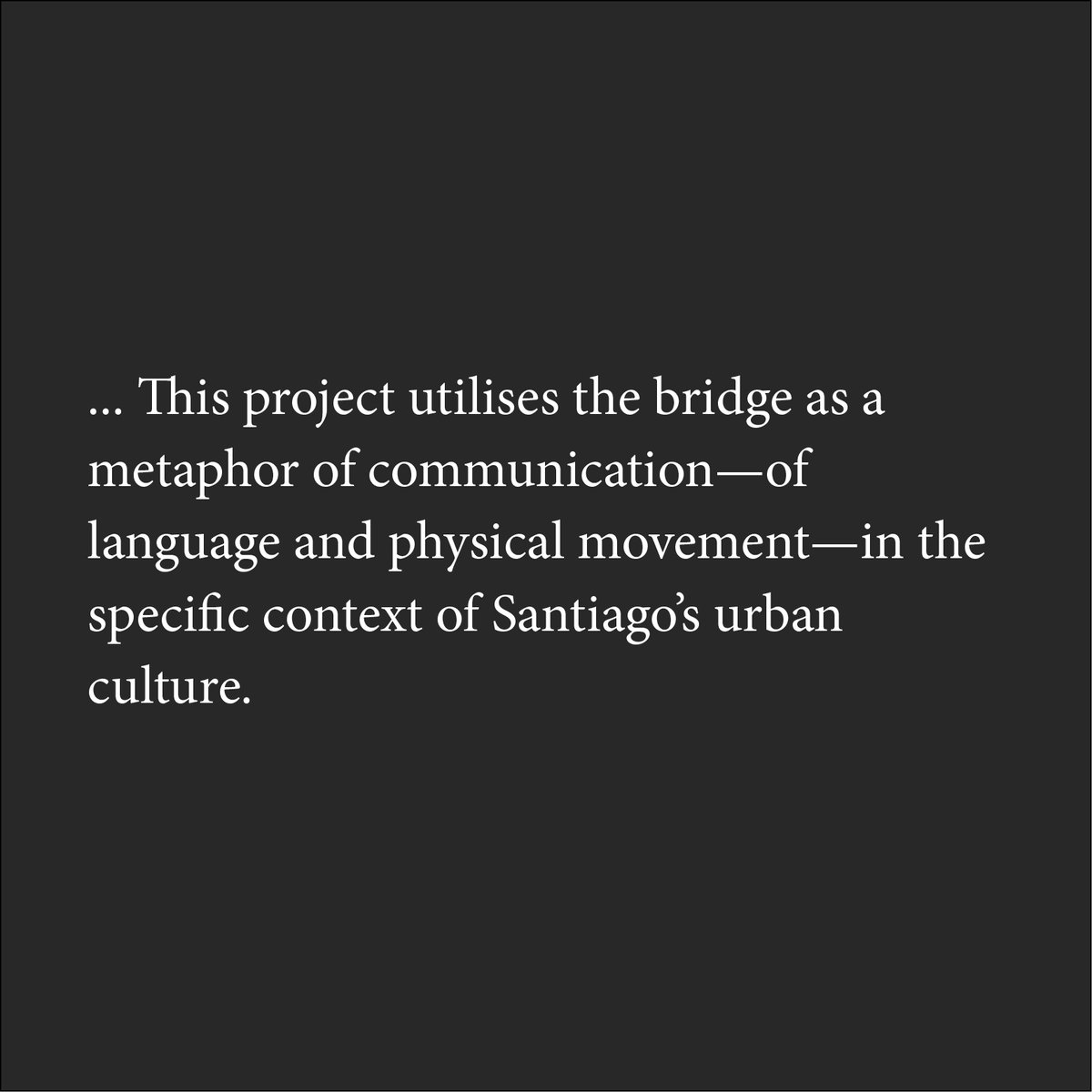 "This project utilises the bridge as a metaphor of communication—of language and physical movement..."
McInneny, Maturana Cossio and Baudet  

ART ANYWHERE? 2020
Online symposium
artanywhere.net

#artisttalk
#artsymposium
#onlinesymposium