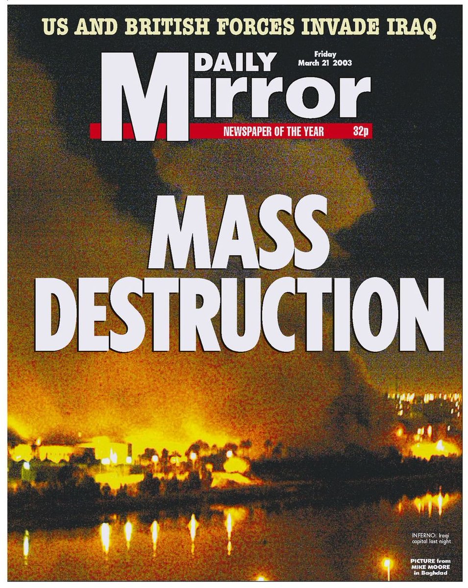AsaWinstanley's tweet photo. People forget that 2002-2003 era Piers Morgan ran a national tabloid newspaper which actively and openly campaigned against the illegal US-UK war of destruction against Iraq. 

For a weird short period, The Mirror was legitimately good. It even printed @johnpilger articles. https://t.co/7m2hCMSxPC