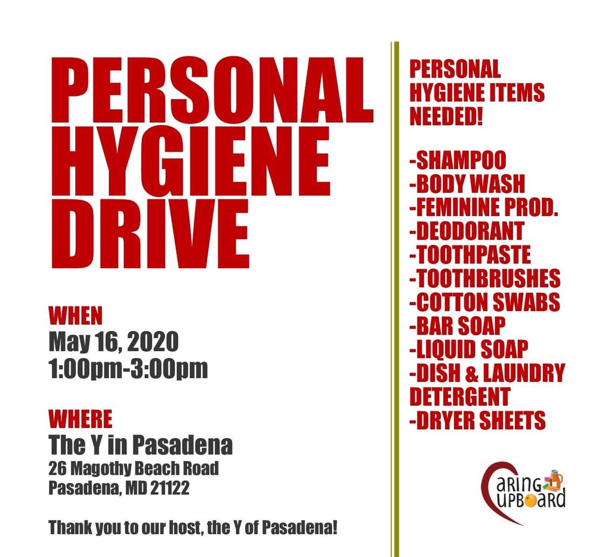 JudyCenterAACPS's tweet photo. Hi families! Here’s a resource if you are in need of personal hygiene items. https://t.co/mZAe1ElKRC