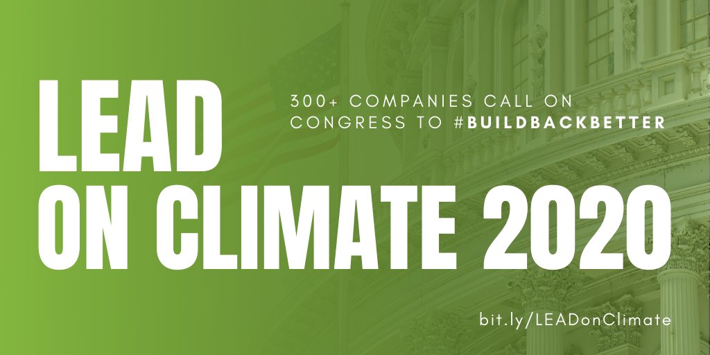 CeresNews's tweet photo. 300+ businesses are calling on Congress today for climate-smart policies to rebuild a more resilient and sustainable U.S. economy as we recover from the #COVID19 pandemic. #LEADonClimate2020 #BuildBackBetter
https://t.co/eUlKPUeCiJ https://t.co/wUOGmhBh1M