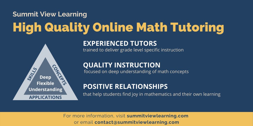 summitviewlearn's tweet photo. As four longtime math educators, we are excited to announce that we've formed a company with a vision for improving math teaching and learning. We're starting by offering online math tutoring and hope you'll stop by our website to see what we’re all about! https://t.co/KGOcmRh8iy https://t.co/TT9X7qFUeR