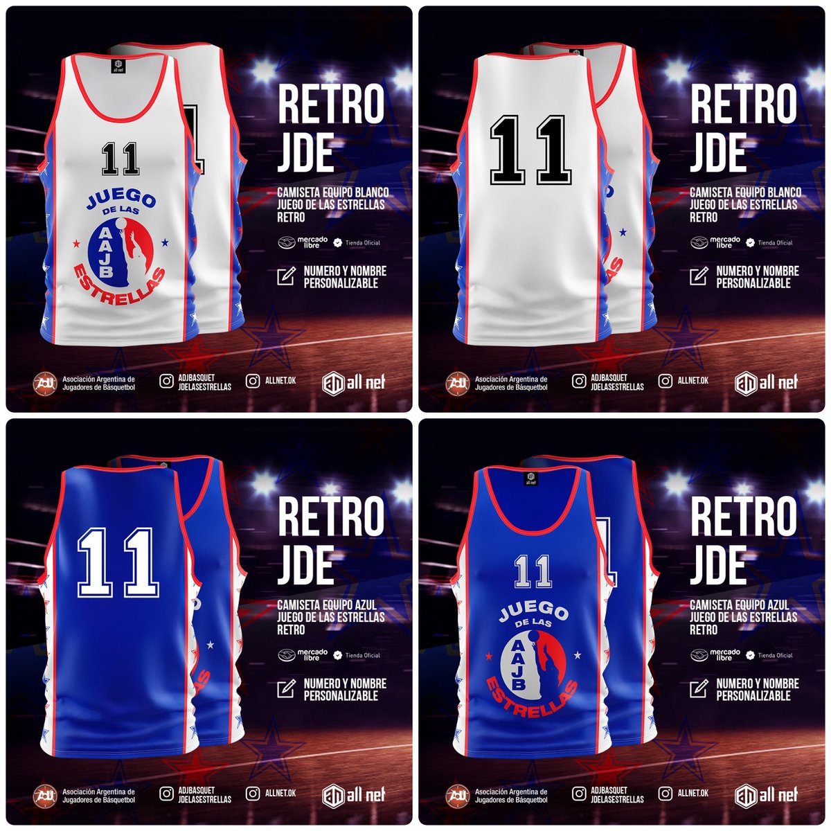 ¡Volvemos a 1988, volvemos al Superdomo de Mar del Plata en el <a href="/JdelasEstrellas/">JuegodelasEstrellas</a> 🌟🏀! 
Salieron las hermosas camisetas RETRO del Juego 1️⃣‼ 
Ya se pueden adquirir en este link: listado.mercadolibre.com.ar/_CustId_360998…
Las hacemos junto a <a href="/AllNetSports1/">ALL NET</a> 👏