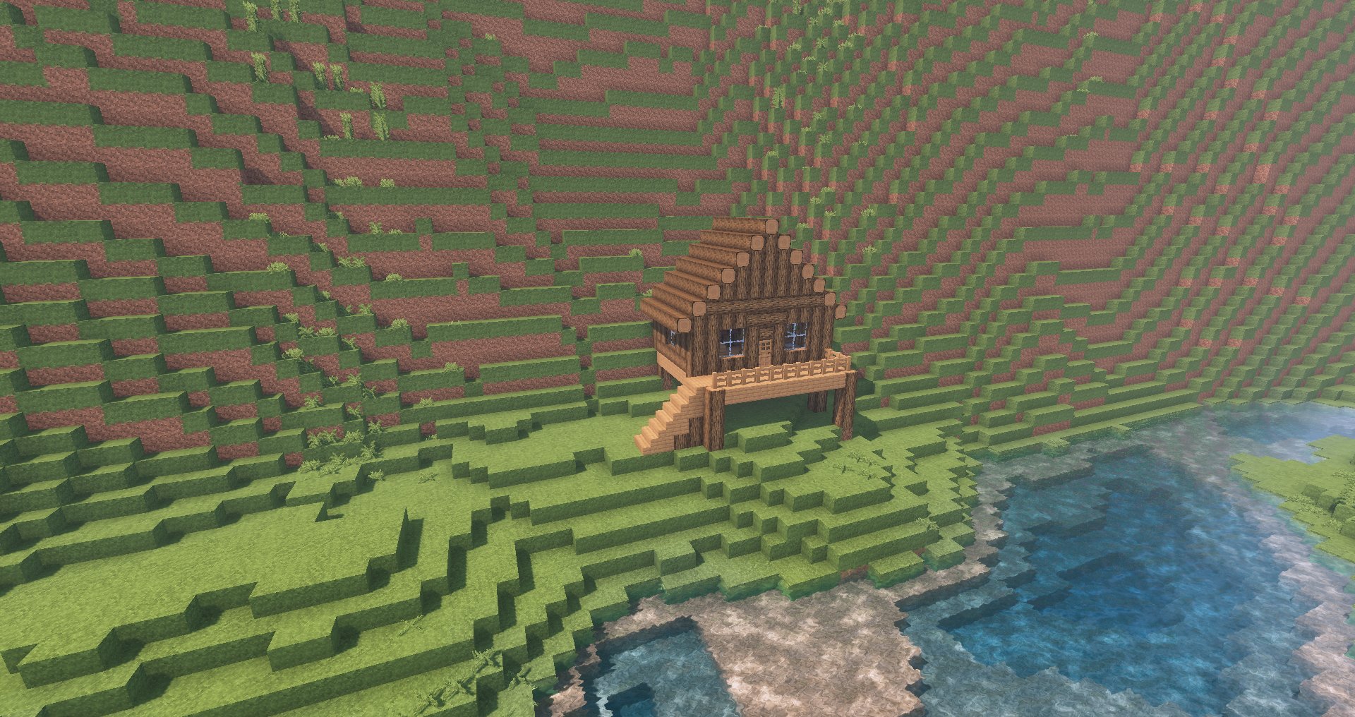 あかさた マイクラで山の中のログハウスを建ててみました テクスチャ Bettervanillabuilding 影mod Kuda Shaders 地形造形 Worldpainter マイクラ Worldpainter ログハウス 建築 T Co Builf3vnyl Twitter