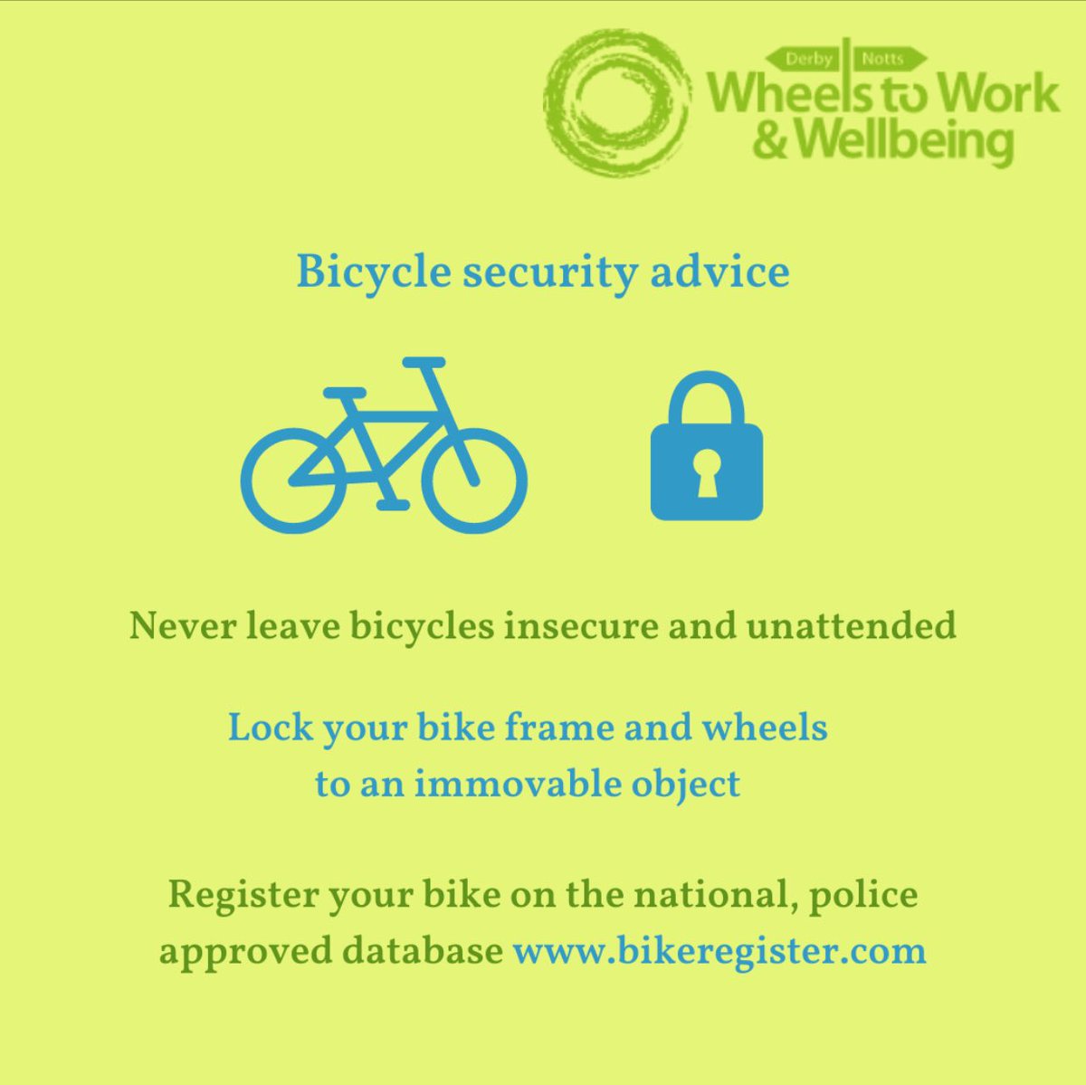 W2WDerbys's tweet photo. Some top tips for keeping your #bicycle safe #LockIt #RegisterIt https://t.co/gyNCysijPG