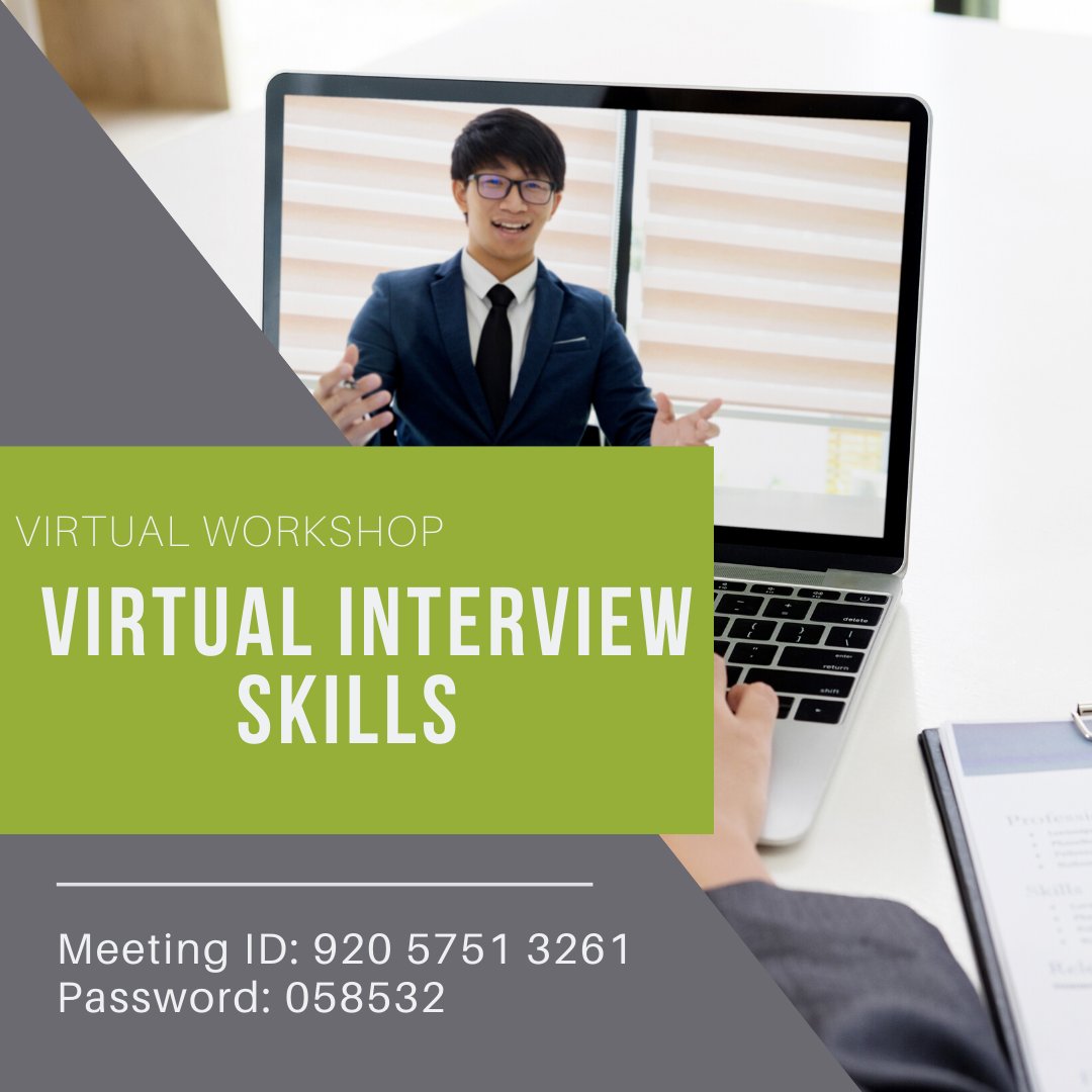DcccCo's tweet photo. In a post Covid-19 world Virtual Interviewing is going to be the norm. Please join us on Thursday May 14, at 11:00 am for a Virtual Interview Skills Workshop. Office representatives will discuss the best practices to have a successful interview and answer all of your questions. https://t.co/mEgoEV0xUu