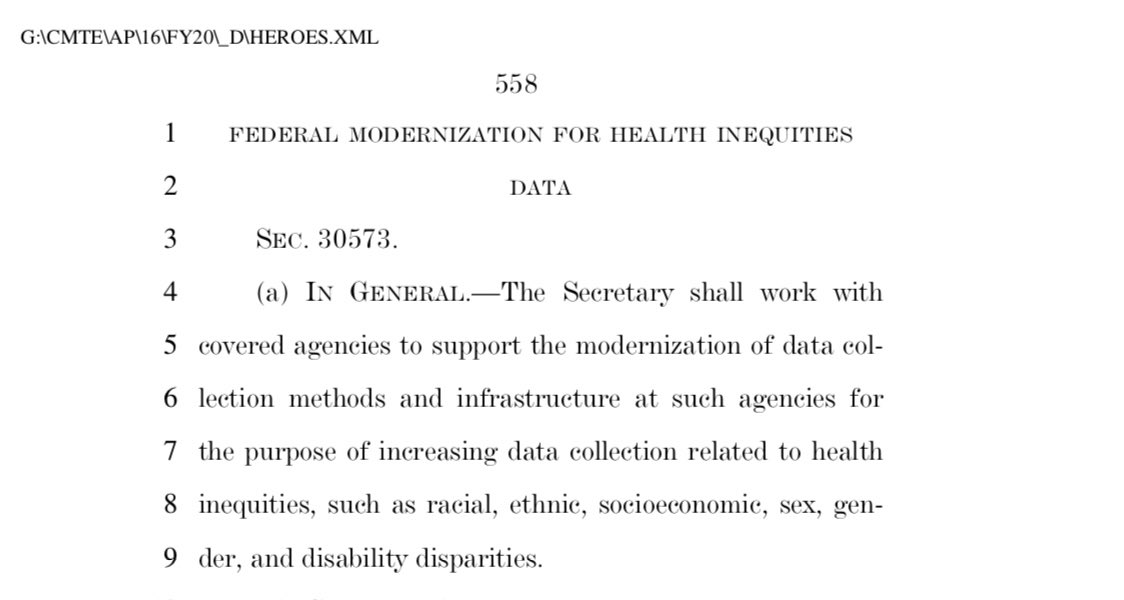 We’re going to force HHS to study “health inequities” by gender, race, socioeconomic, blah blah blah