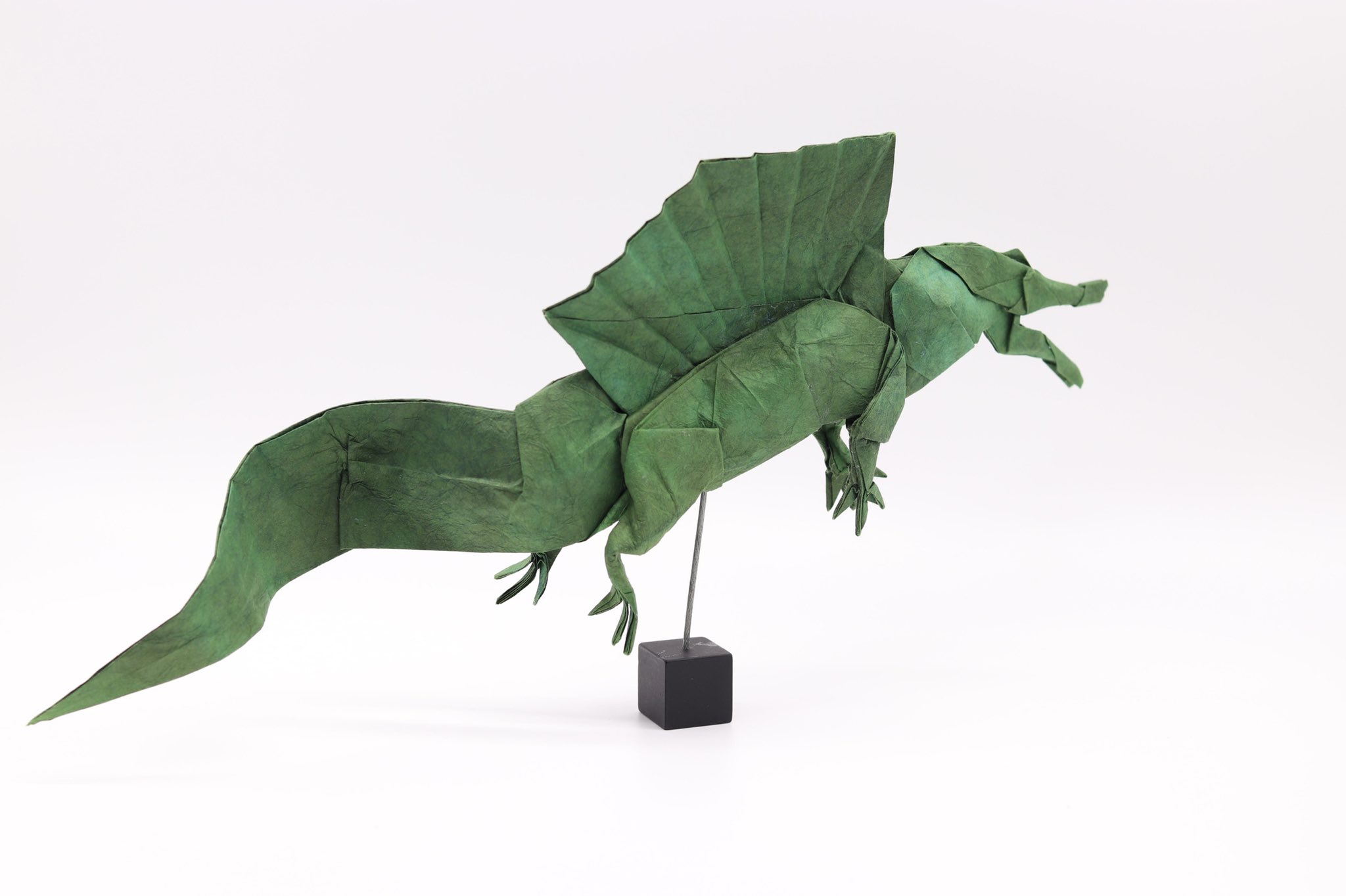 Sk スピノサウルス 創作 私 折手 私 紙 むら染和紙 Cmc アクリル絵の具 60cm 折り紙作品 折り紙 スピノサウルス