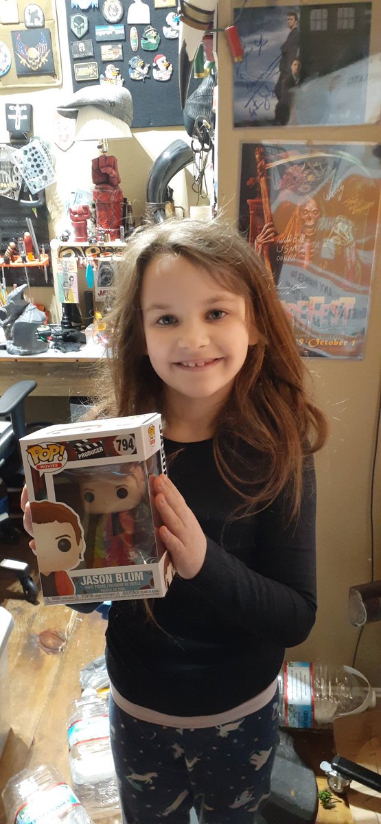 bourbon_the's tweet photo. My own #ScreamPrincess woke up to a surprise!!  She has been wanting this since she found out @jason_blum had his own #jasonblum Funko Pop. She is a very happy little girl #JonniShandor #MonkeyVader #cantsaynotoher https://t.co/8aDYCQRKIn