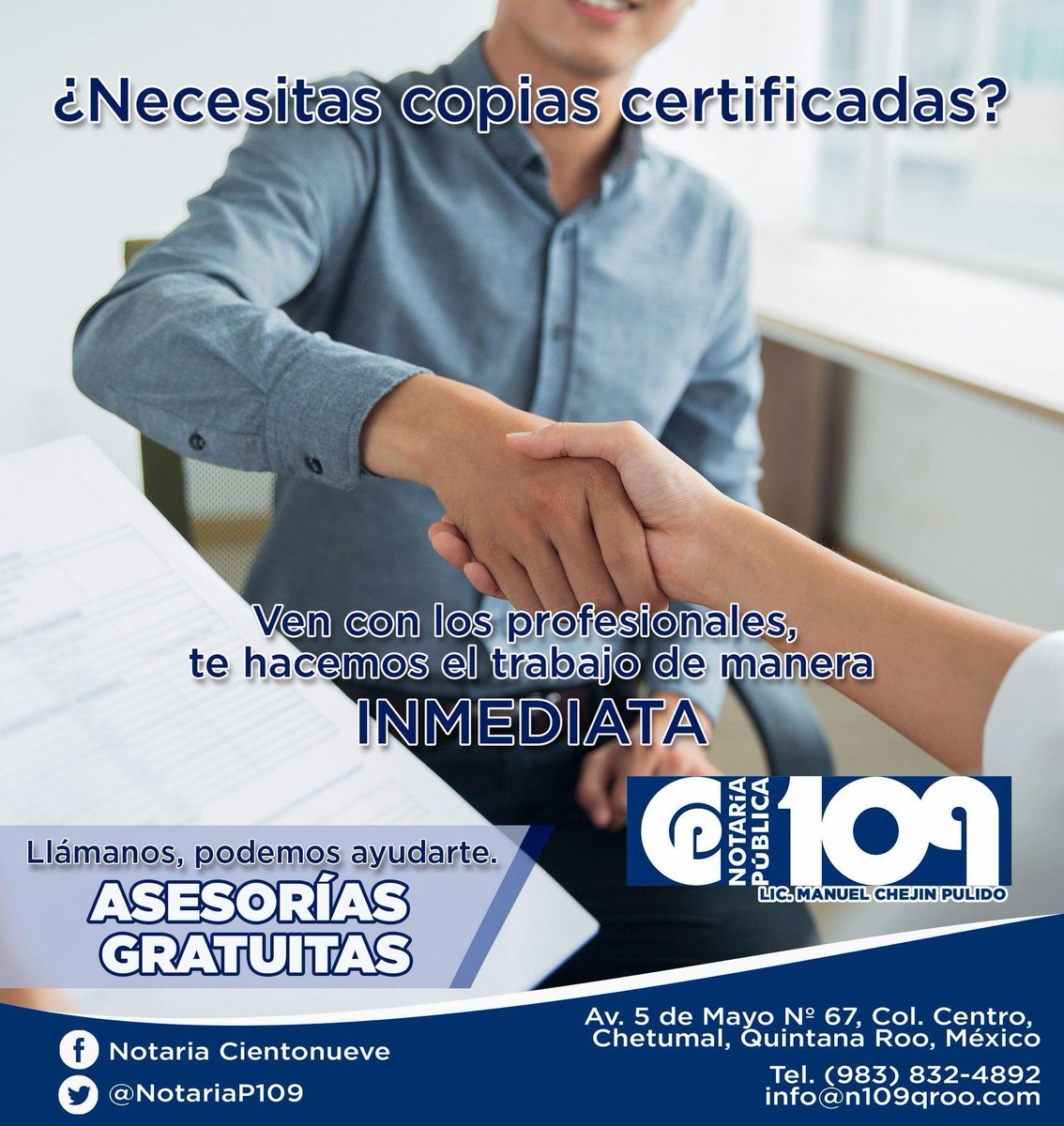 NotariaP109's tweet photo. La certeza jurídica que necesitas, con la celeridad que mereces. https://t.co/vubiUYSC4V