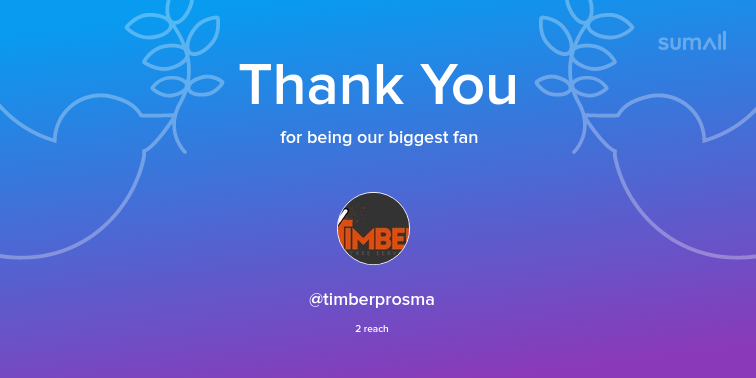 Our biggest fans this week: timberprosma. Thank you! via sumall.com/thankyou?utm_s…