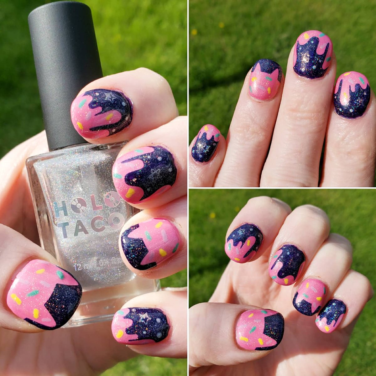 nerdynailart's tweet photo. 💿🌌🐱🍩💅 inspired by @EvanAndKatelyn super cute space donut painted charging dock from their latest video and of course I had to use my favorite @holotaco @nailogical What do you think? https://t.co/7kQunERSwu
