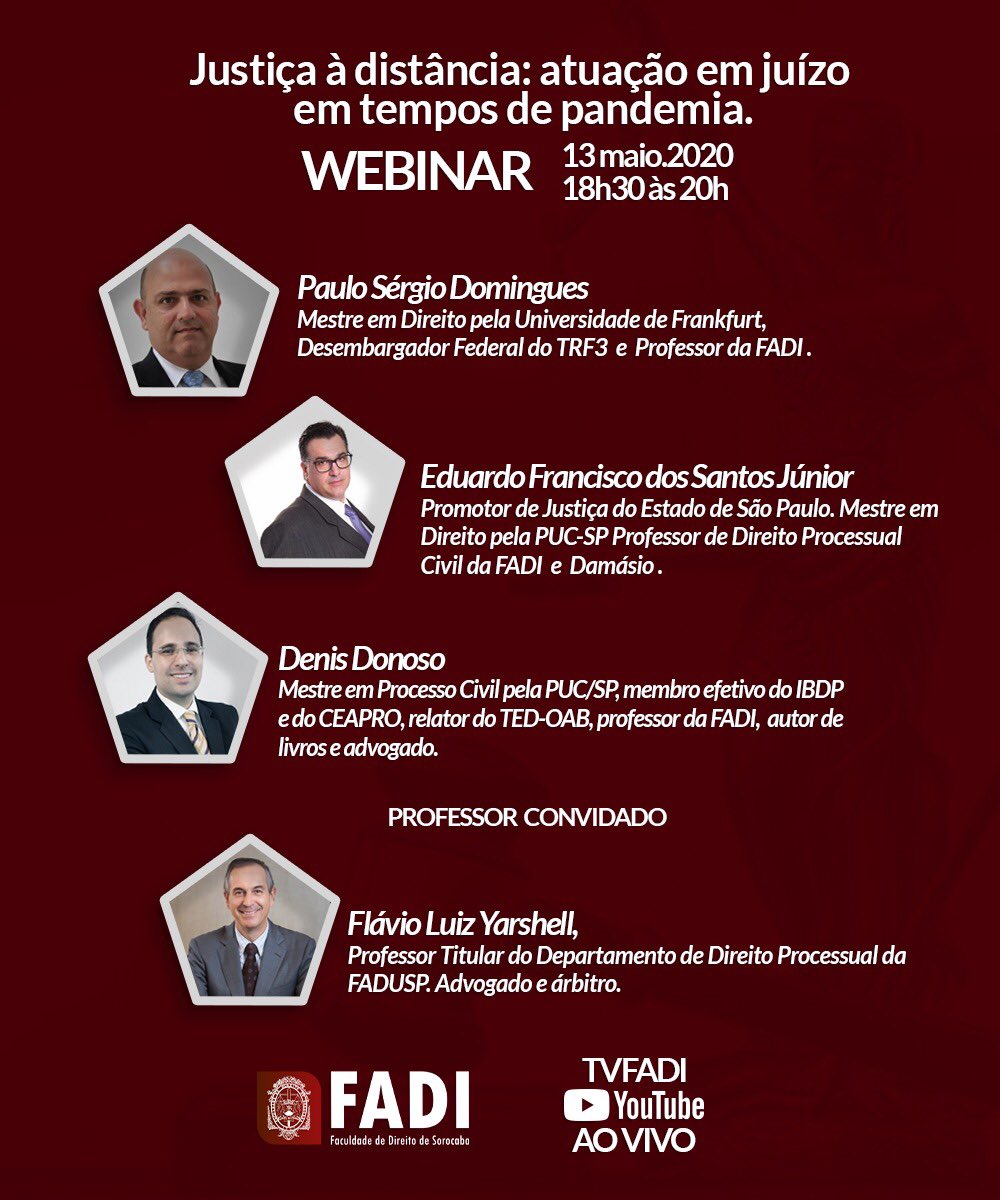 ProfEduardoMP's tweet photo. Olá pessoal! Hoje teremos WEBINAR sobre justiça por meios eletrônicos.
Estão convidados!!! https://t.co/yTQ1nPe8St