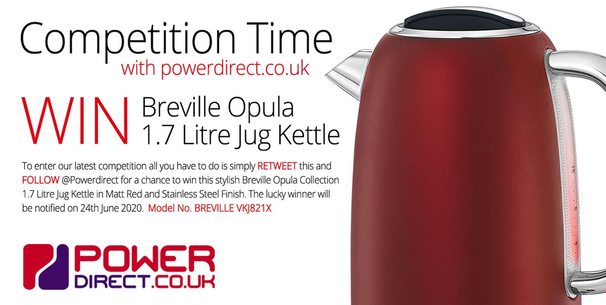 PowerDirectUK's tweet photo. #Free to Enter @PowerDirectUK #Competition #Giveaway... Simply #RT and #Follow for a chance to #Win a Breville Opula 1.7 Litre Jug Kettle. Drawn 24th June 2020. Be Lucky! https://t.co/FrCJebJvm1