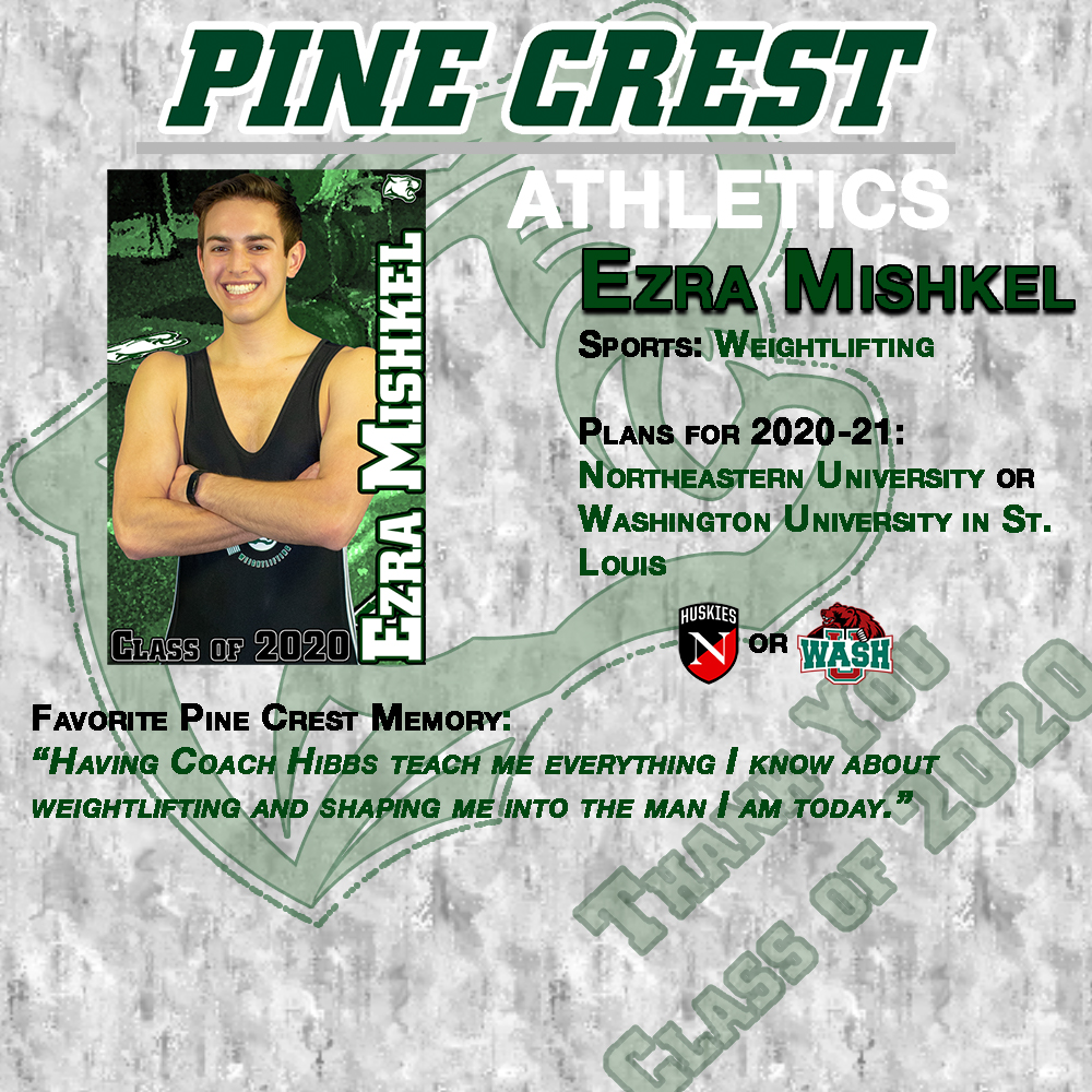 GoPineCrest's tweet photo. Thank you Ezra Mishkel for your career contribution to Pine Crest Athletics #PC2020 #PCFootball #PCTrackField #PCBWeightlifting https://t.co/tqnrQTXDAQ