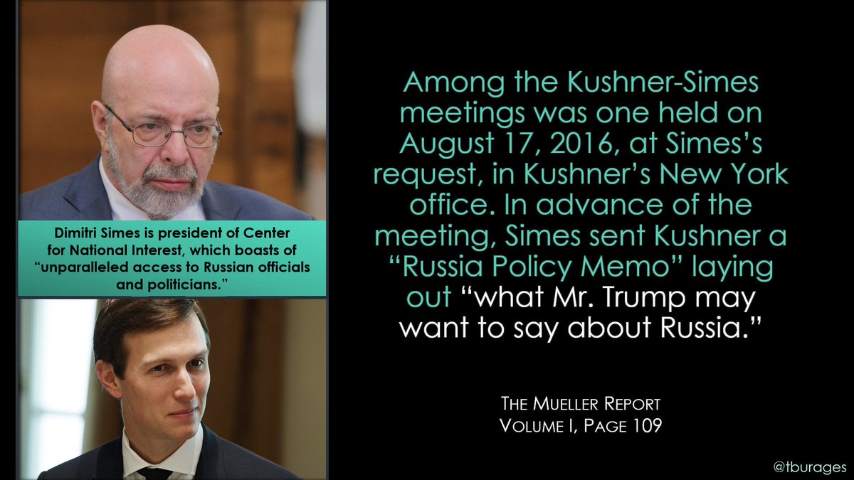 Since the Trump campaign knew they were getting so much help from Russia, they asked what they could give in return. Simes started by giving Kushner some specifics on how Trump could propagandize the American public into softening their views on Putin and Russia.