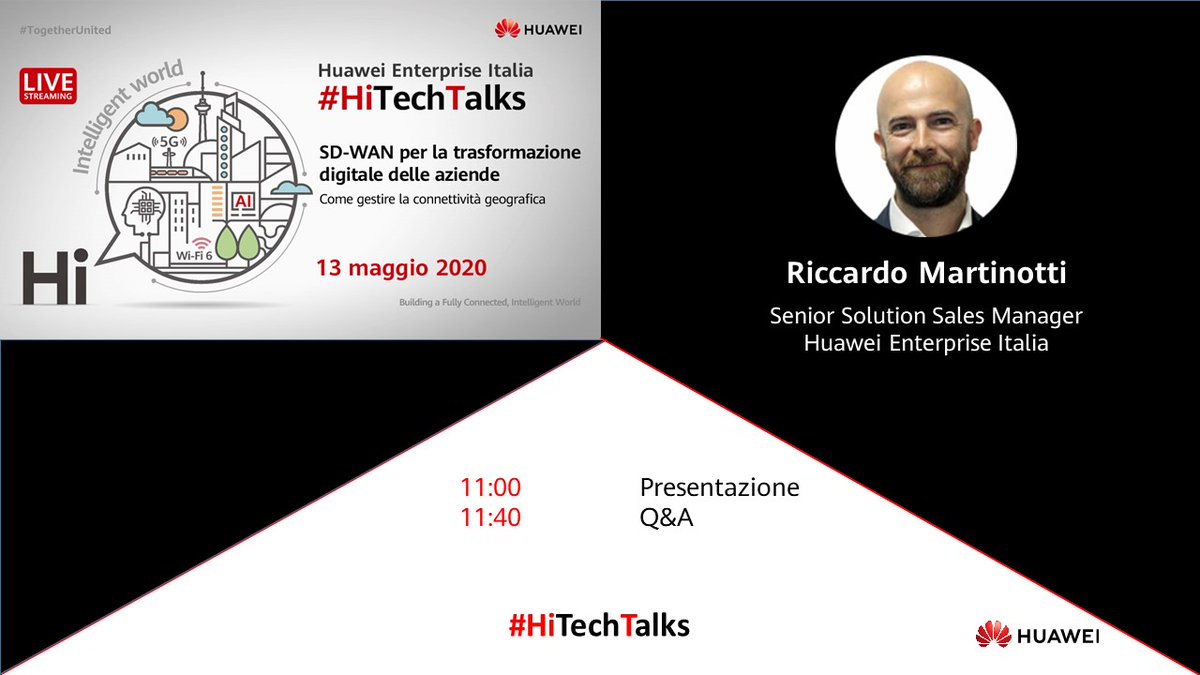 HuaweiEBGItalia's tweet photo. Si è svolto oggi il quinto #webinar #HiTechTalks. @r_martinotti di #HuaweiEnterpriseItalia, ha presentato la soluzione Huawei SD-WAN e i suoi innumerevoli vantaggi in ogni settore. https://t.co/TKI8sQRGo4 #DigitalTransformation #ICT #IntelligentWorld #HuaweiWebinar https://t.co/KCMaEQ8k4v