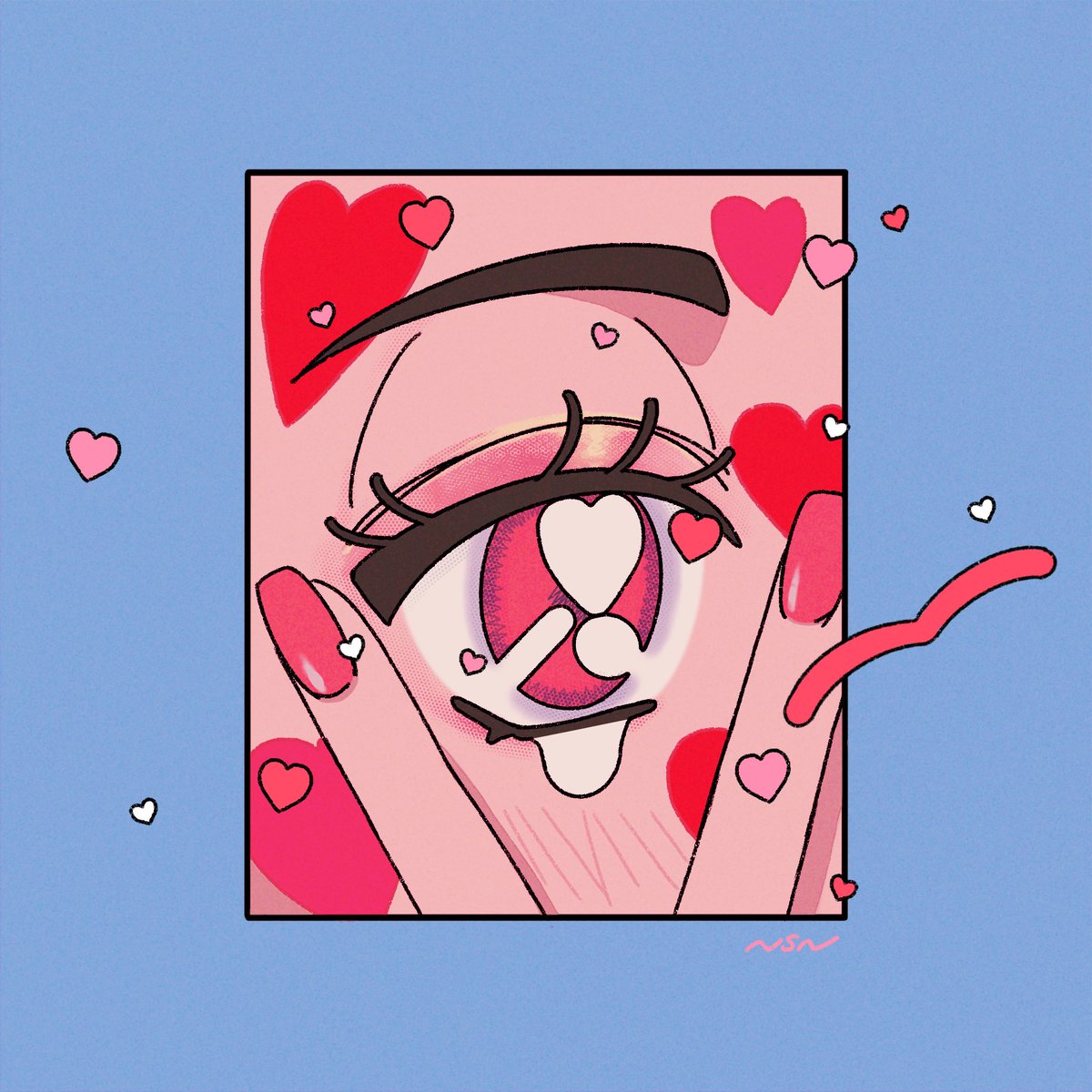 heart solo 1girl symbol-shaped pupils heart-shaped pupils pink eyes border  illustration images