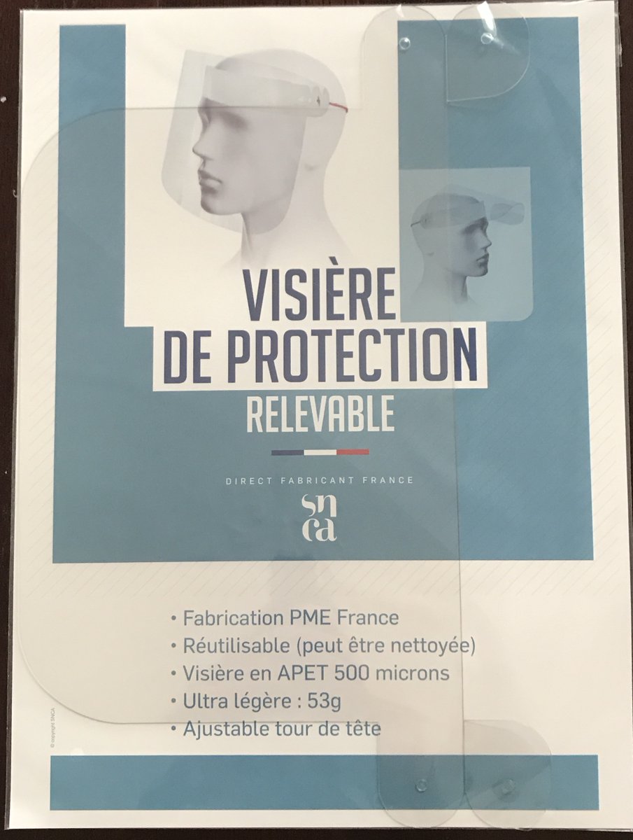 ASProductions's tweet image. Visière de protection Made in France, fabriquée par 2 PME Française et déposée
Relevable, réutilisable et ajustable au tour de tête.
Déjà utilisée par collégiens et enseignants du Maine et Loire ainsi que par GDD et forces de l'ordre
Plus d'info : thomas.dechenevarin@gmail.com