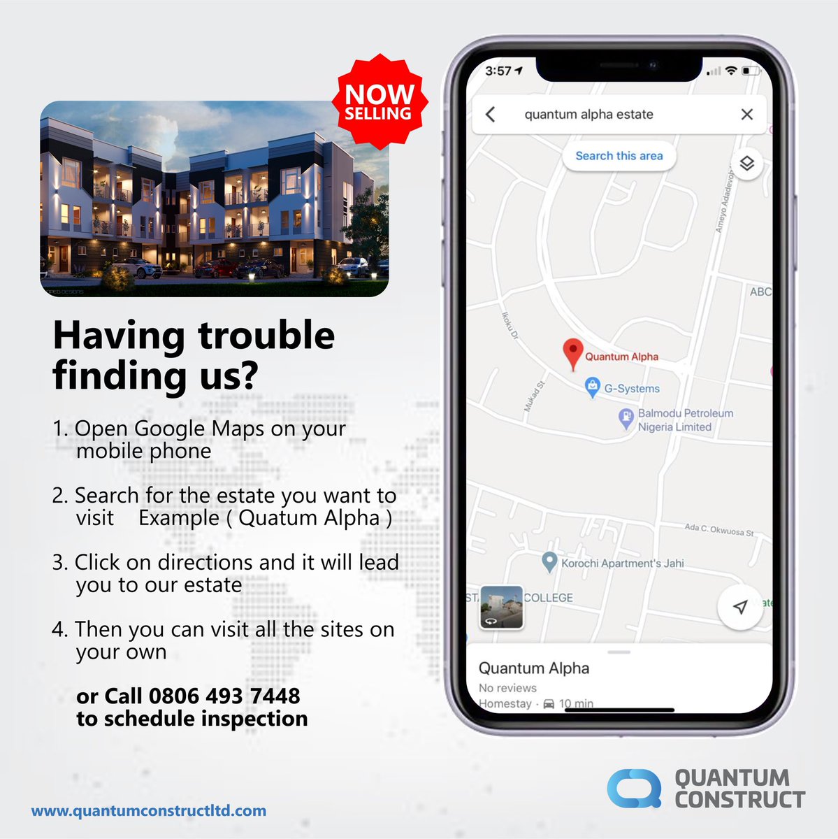 TalbaSadiq's tweet photo. Having trouble finding us? Now with this simple steps you can locate all our construction sites, so visit us todayπ
#staysafe
#trustquantumconstruct
#quantumconstructltd https://t.co/uynD8LDwaO