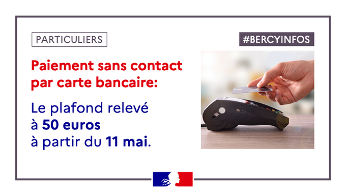 Prefet11's tweet photo. 📌💳 #BERCYINFOS
Paiements facilités sans contact physique pour les achats du quotidien.
👉 Plafond relevé à 50 euros
Toutes les infos : https://t.co/RR4Ws5kYvj https://t.co/AxmbbvfCvv
