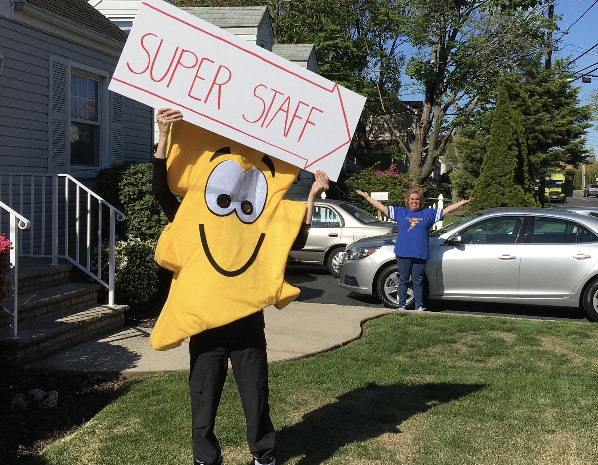 Surprised our favorite librarian @maryk1966 ! Happy Birthday Mrs. Karlowski🎂 We love you so much! <a href="/BenFranklinES/">Ben Franklin School</a> #ShineBrightEdison #BeABolt