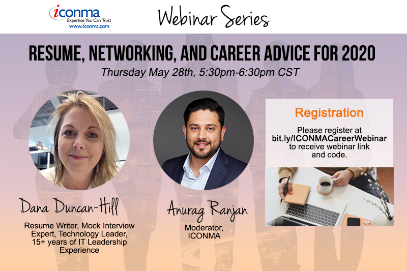 ICONMA's tweet photo. Introducing the ICONMA Webinar Series: Resume, Networking &amp; Career Advice for 2020, May 28, 5:30 pm CST. RSVP for webinar link: https://t.co/qaoD19DBio
#webinar #careeradvice #morningmotivation #jobtips #resumetips #interviewtips #virtualevent #WednesdayWisdom #midweek #iconma https://t.co/oOgxO3ILZ9