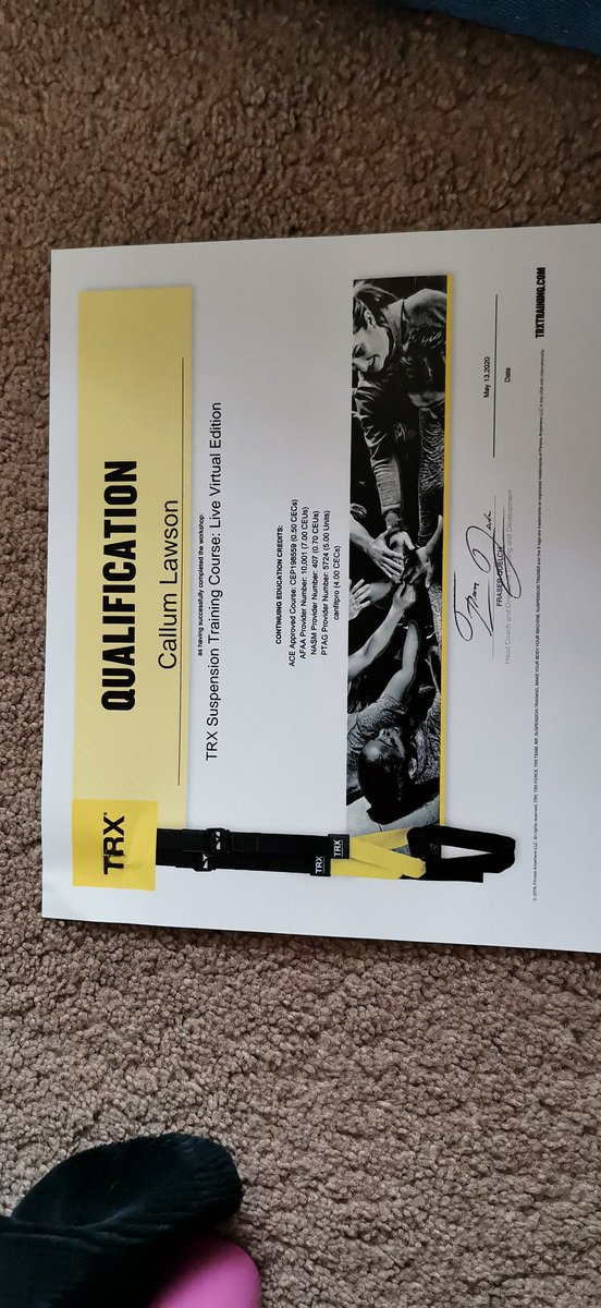 CLawson86's tweet photo. Just passed my #trxvirtualtraining course. 
Let's go. We've got this https://t.co/DoONLiwDAd