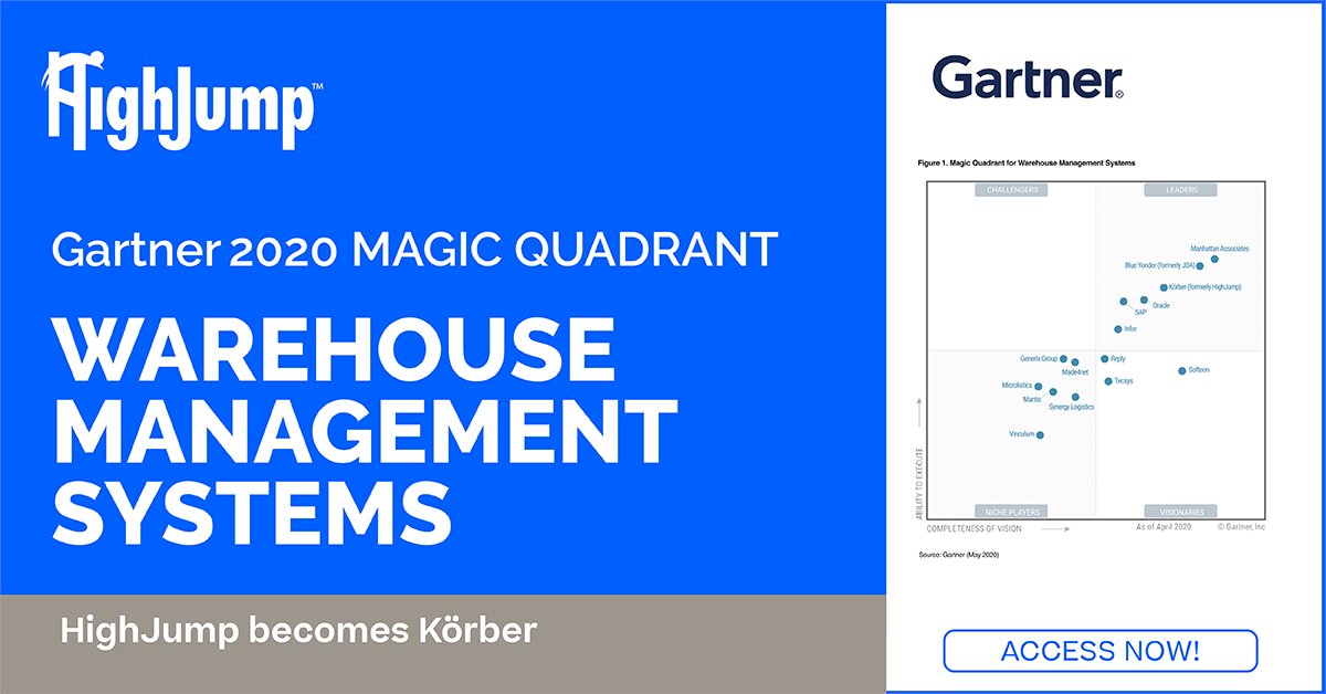Körber (formerly HighJump) named a leader on the Gartner 2020 Magic Quadrant for Warehouse Management Systems! 

Access Report Now: highju.mp/35RUjvw

#gartner #wms