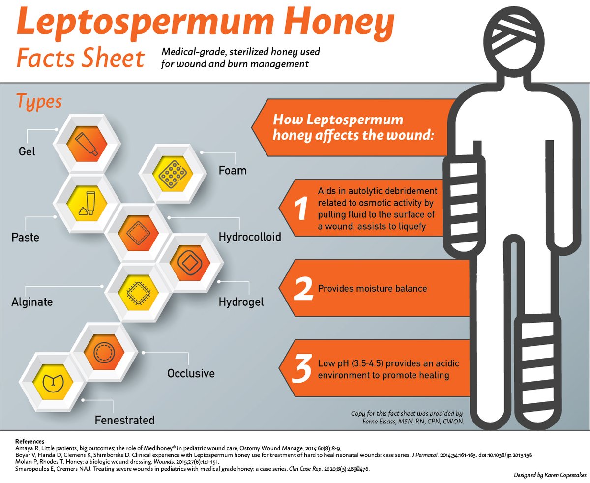 WOUNDSJournal's tweet photo. The removal of nonviable #tissue and treatment of #inflammation while managing the #bioburden of #traumaticwounds is essential in the acute stage to promote healing. The use of active Leptospermum honey (ALH) can meet many needs and heal #burn wounds.
https://t.co/q6BAIFiTwy https://t.co/5LFGs5I5Eh
