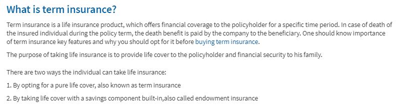 Now, what are the better options available for insurance now? How many of you have heard term insurance? Please read by yourselves, it is self-explanatory. This is so that you don't complain what if I die between the policy period. Cheers, term insurance to the rescue.