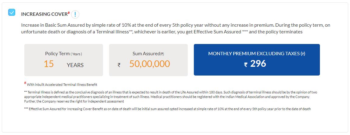 To make things easy, I have taken a look at SBI term insurance plan monthly for the same sum of 50L that was assured in LIC (15 years). SO THE AMOUNT YOU HAVE TO PAY FOR THE SAME IS A MEASLY 300 BUCKS PER MONTH!