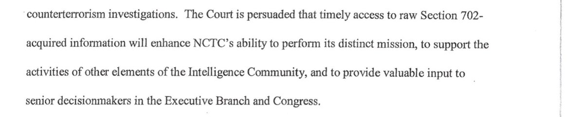 NCTC allowed access to raw info in 2012 to better brief executive and legislative branch executives as well as share data across IC in more timely fashion. And no issues found through NCTC up til the change.