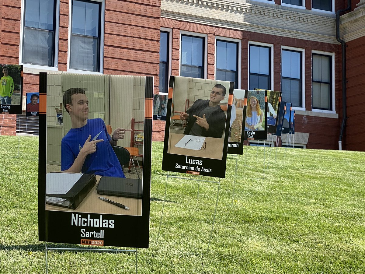 MPSPanthers's tweet photo. Celebrating our Marlborough High School seniors #TheMarlboroughWay by displaying their #MHSSeniorPictures in the center of #MarlboroughMA for all to see and celebrate!   Drive down Main Street to check it out!  They are in the beautiful lawn in front of the Walker Building! https://t.co/Gc72lEWp9v