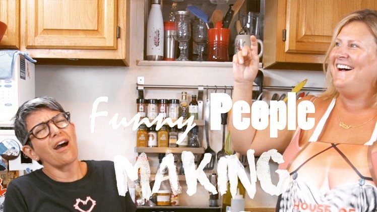 I got some chicken parts from Monday's 🐓  take-apart show. So today, I'm gonna TAGINE them! Saffron, spices, olives, yeah! Take a pretend trip to Morocco with me, LIVE at 3:00 today on youtube.com/funnypeoplemak… (and no, <a href="/bridgeteverett/">Bridget Everett</a>  isn't on the show today)that's from her ep!